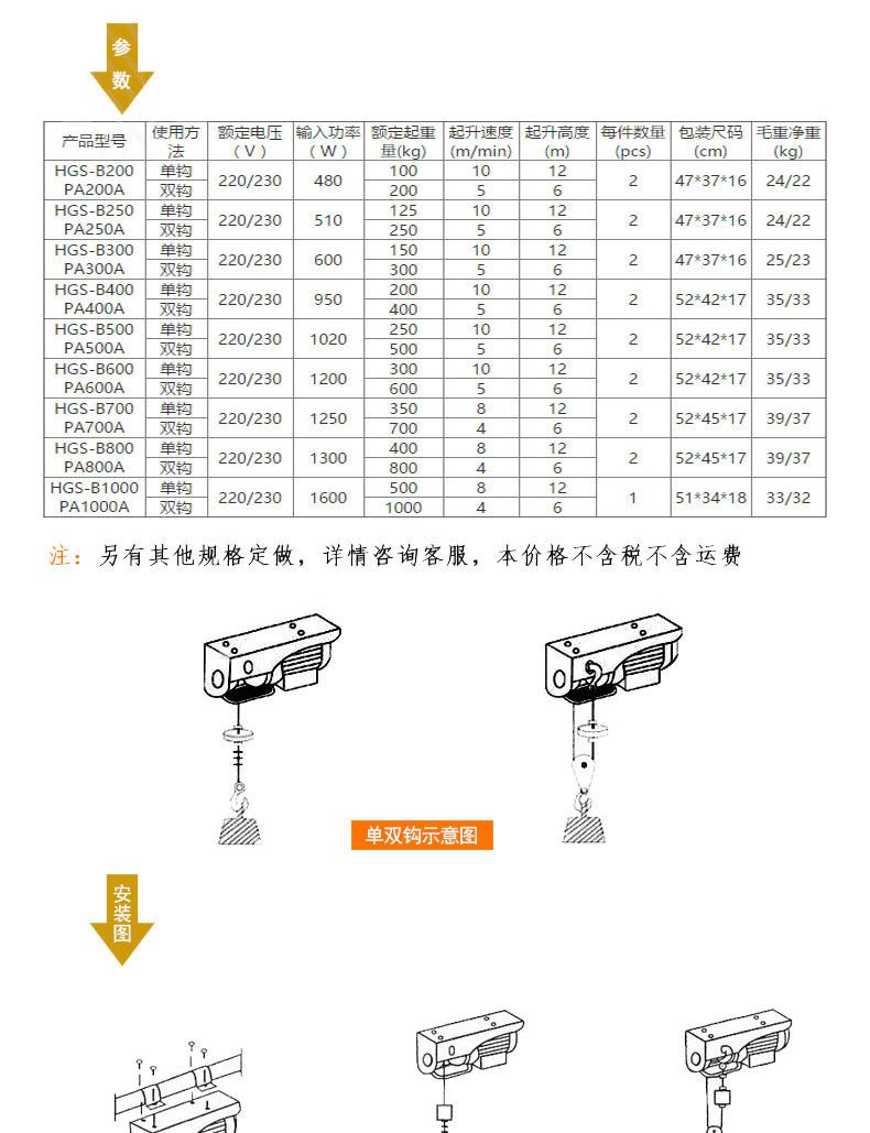 PA系列微型電動(dòng)葫蘆室內(nèi)小吊機(jī)專用