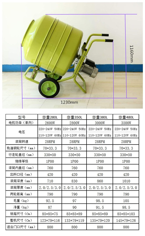 小型水泥攪拌機尺寸參數--河北東圣吊索具制造有限公司--小型攪拌機|石材夾具|液壓堆高車|手動叉車